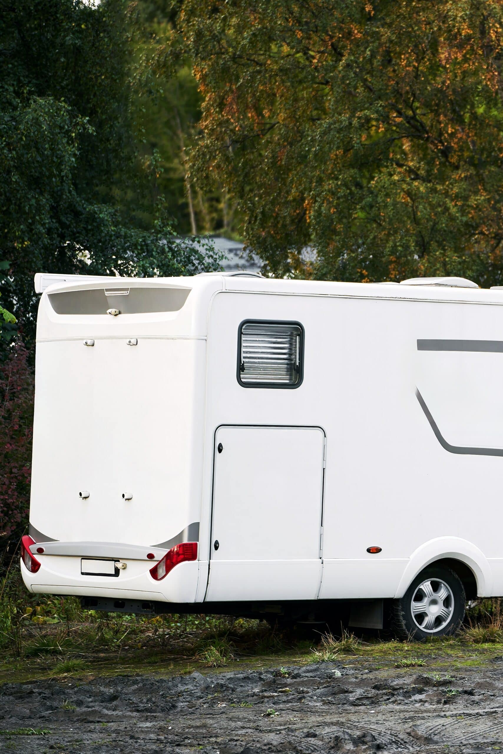 Motorhome parked in a natural landscape setting